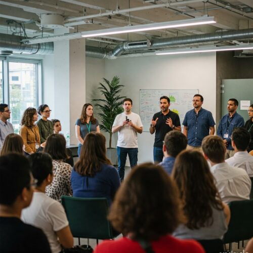 group of people talking