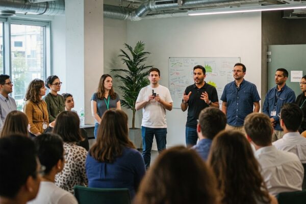 group of people talking